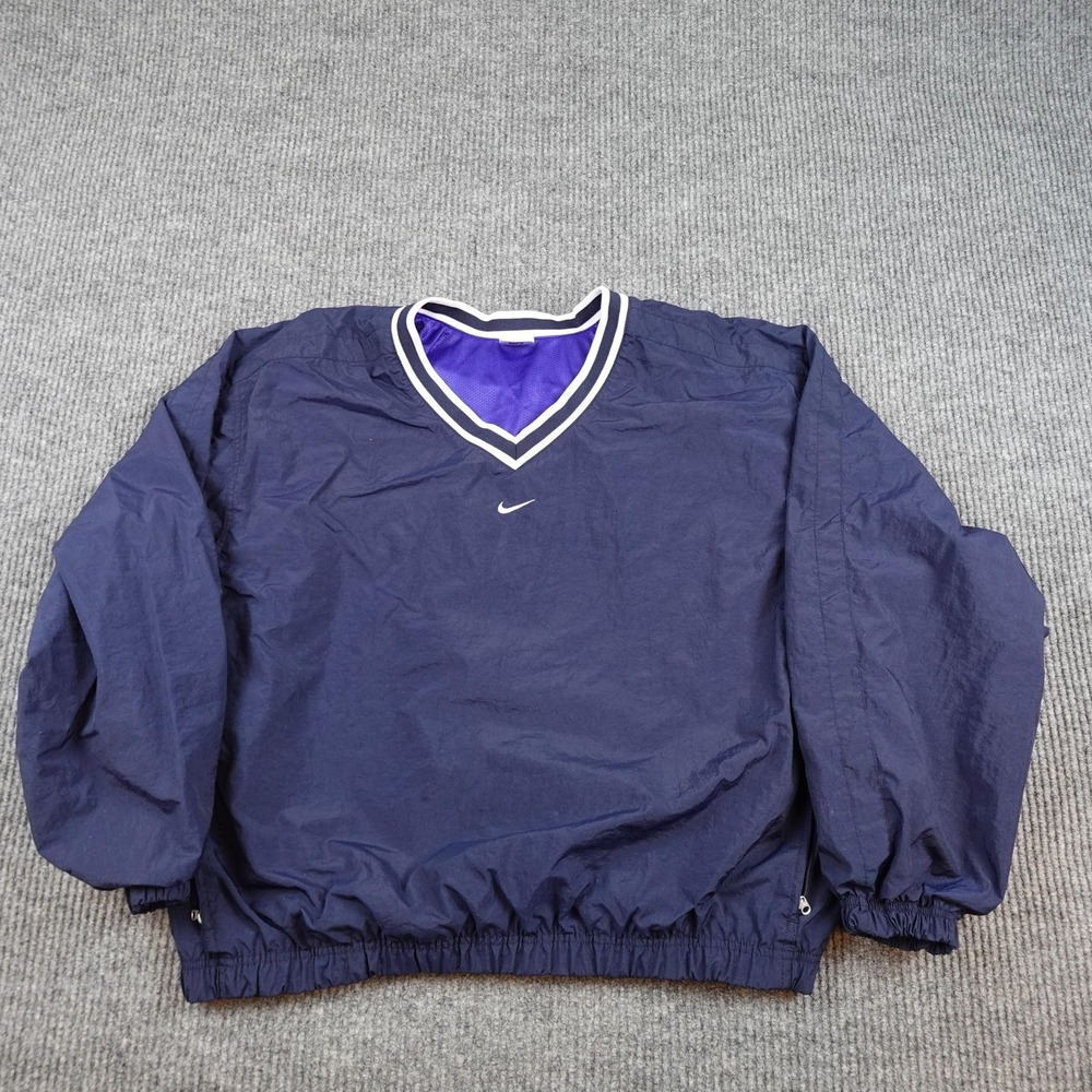Vintage Nike Windbreaker Jacket Womens XL Blue Pullover Mesh Center Swoosh